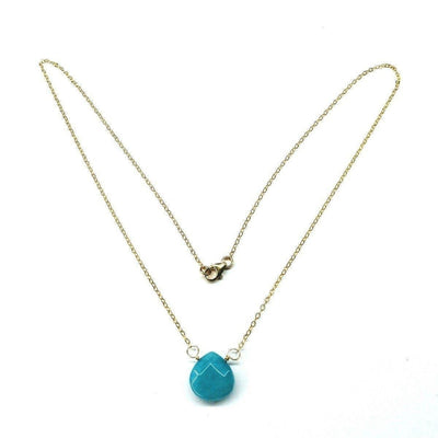 14kt Gold Filled Aqua Jade Wire Wrap Delicate Gemstone Drop Necklace