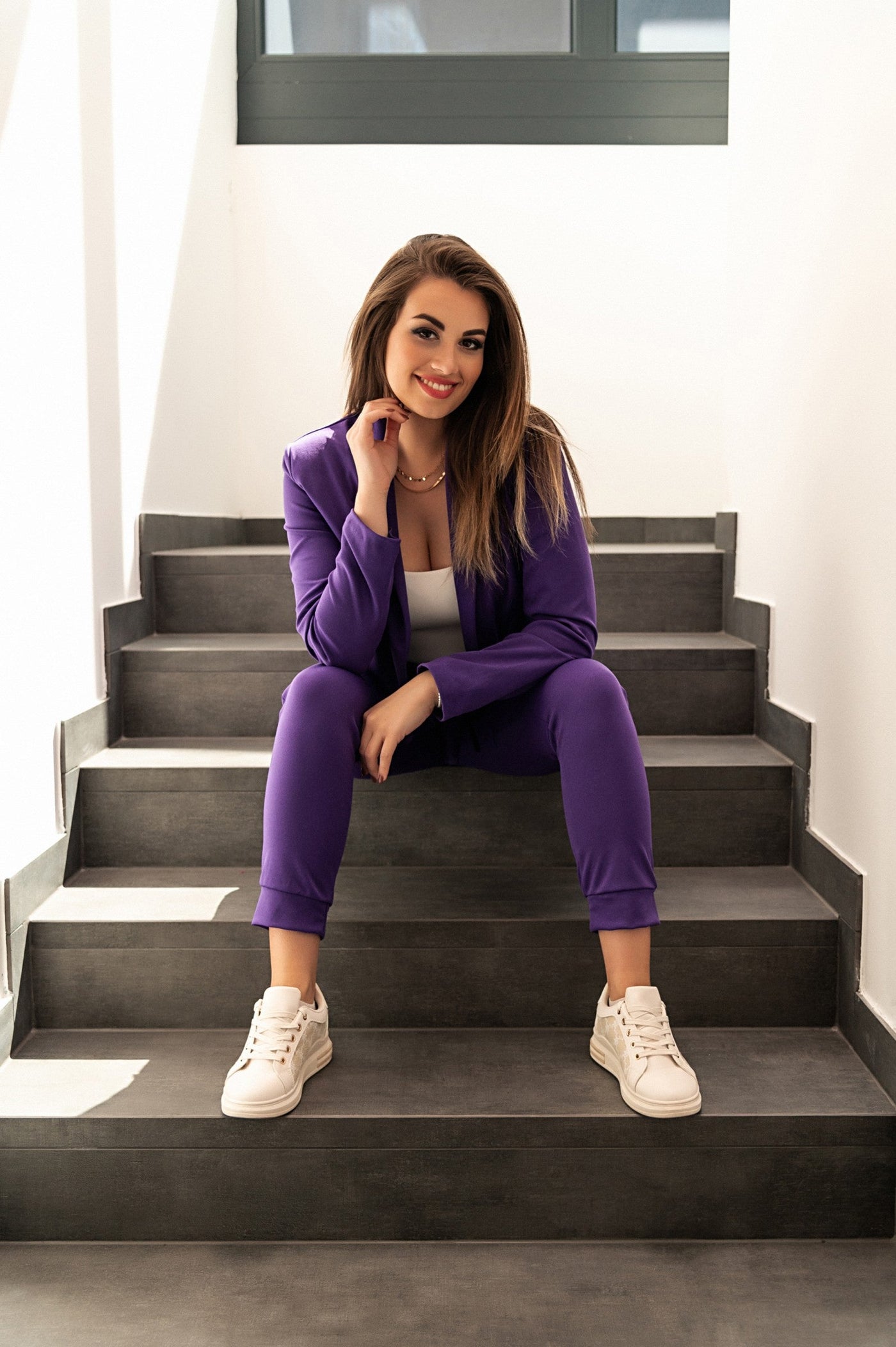 Elegant blazer and pants set Estrena, purple