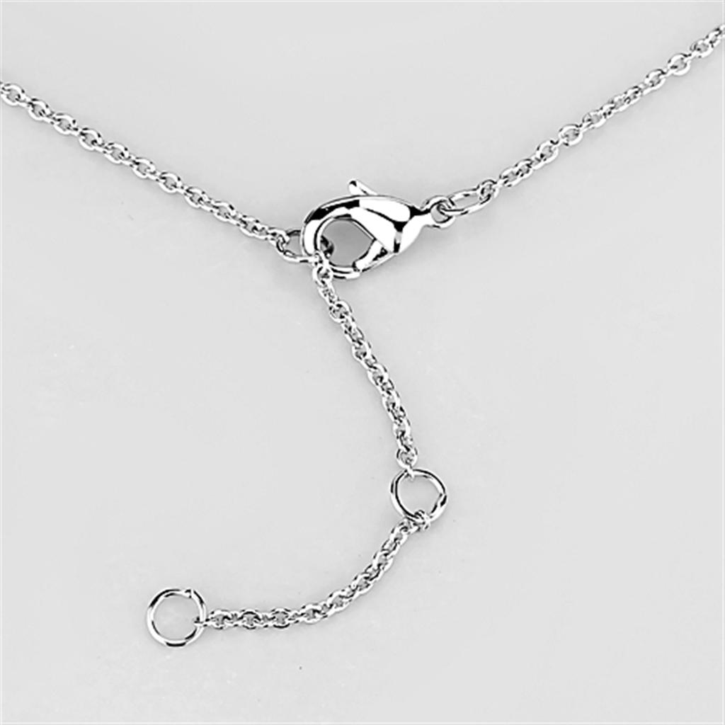 3W448 - Rhodium Brass Necklace with AAA Grade CZ  in Clear