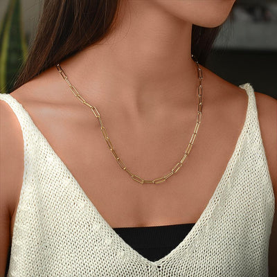 Long Linear Link Chain Necklace