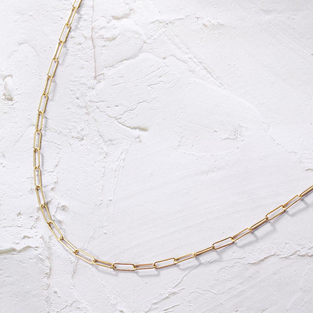 Long Linear Link Chain Necklace