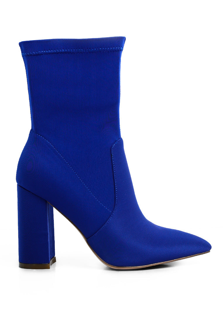 Ankle Lycra Block Heeled Boots