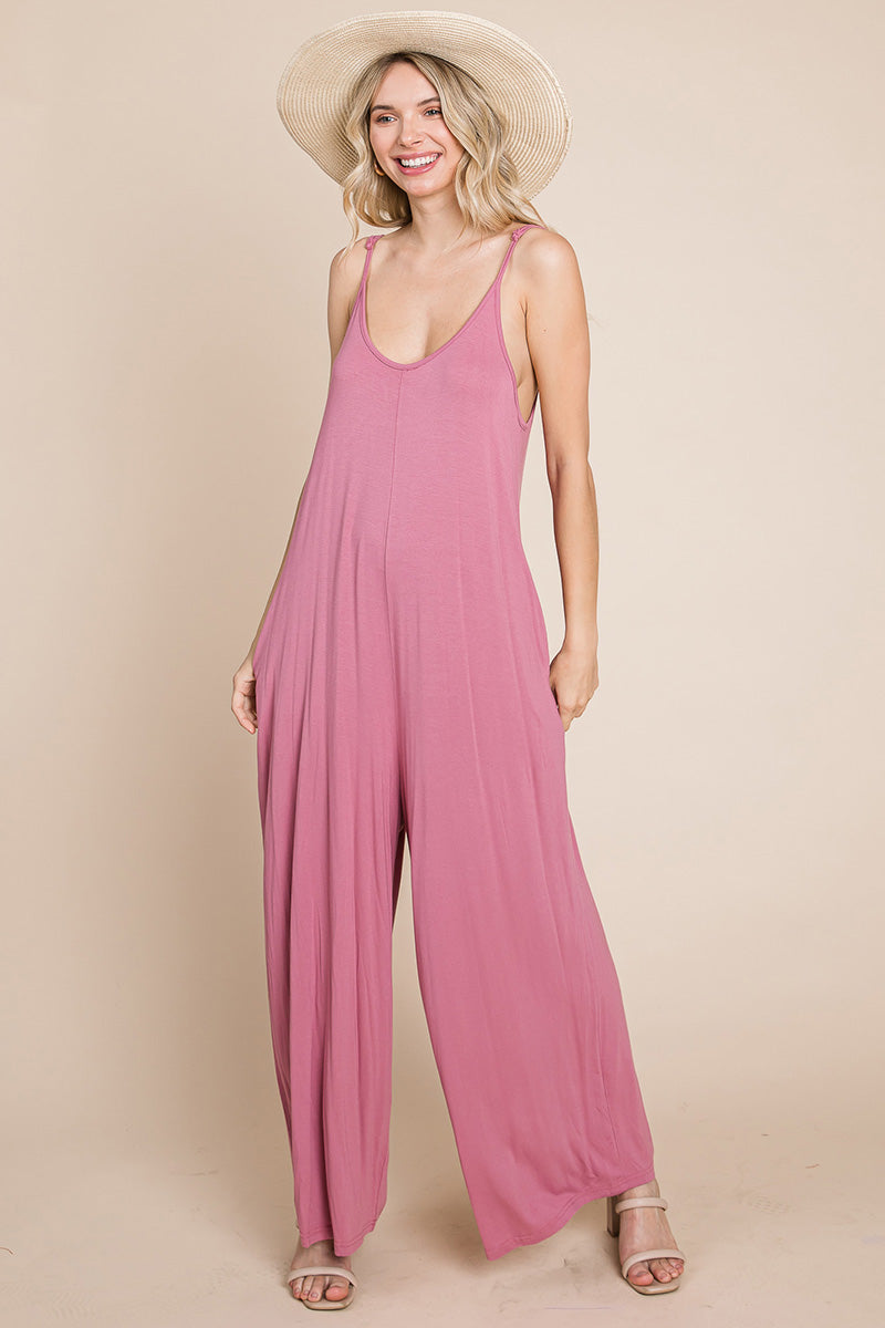 Sleeveless Wide Leg Pocketed Jumpsuit