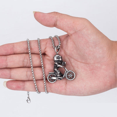 Skeleton on a Bike Necklace