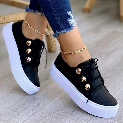 Light Breathable Casual Female Flat Shoes White/Gold/Black/Rose Gold