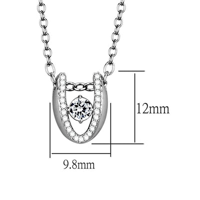 TS572 - Rhodium 925 Sterling Silver Necklace with AAA Grade CZ  in