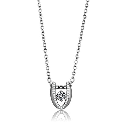 TS572 - Rhodium 925 Sterling Silver Necklace with AAA Grade CZ  in