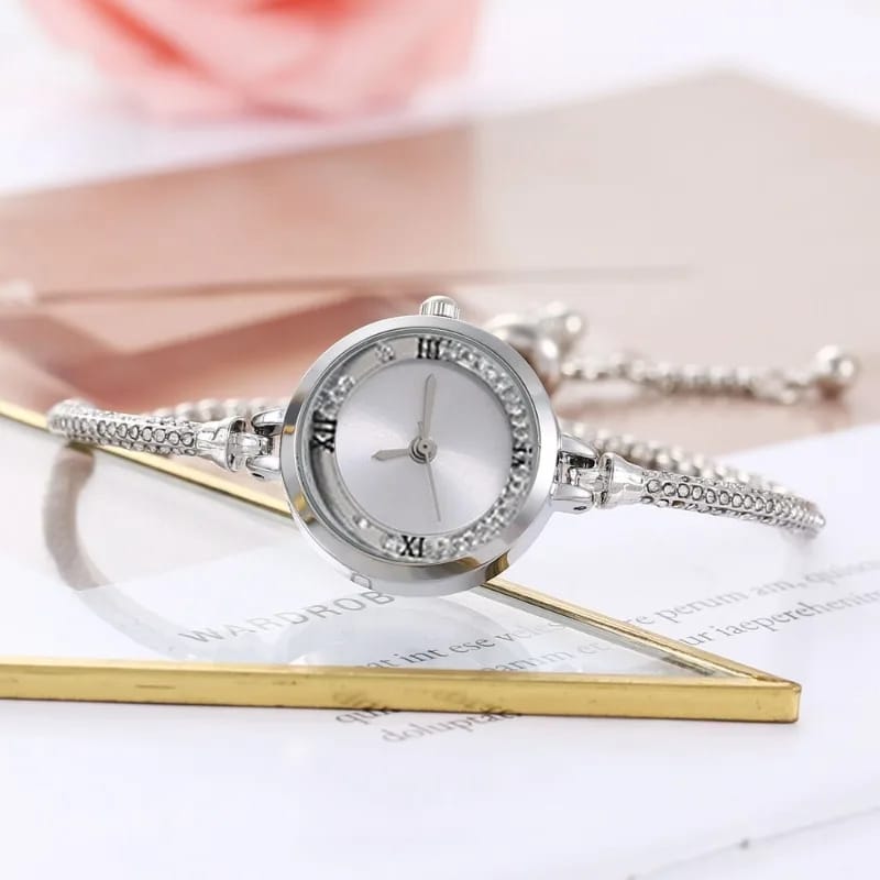 Stainless Steel Gold and Silver Bangle Adjustable Bracelet Wrist Watch