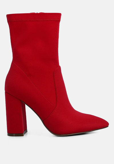 Ankle Lycra Block Heeled Boots