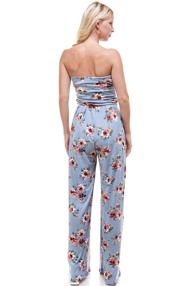 Women Floral Strapless Jumpsuit