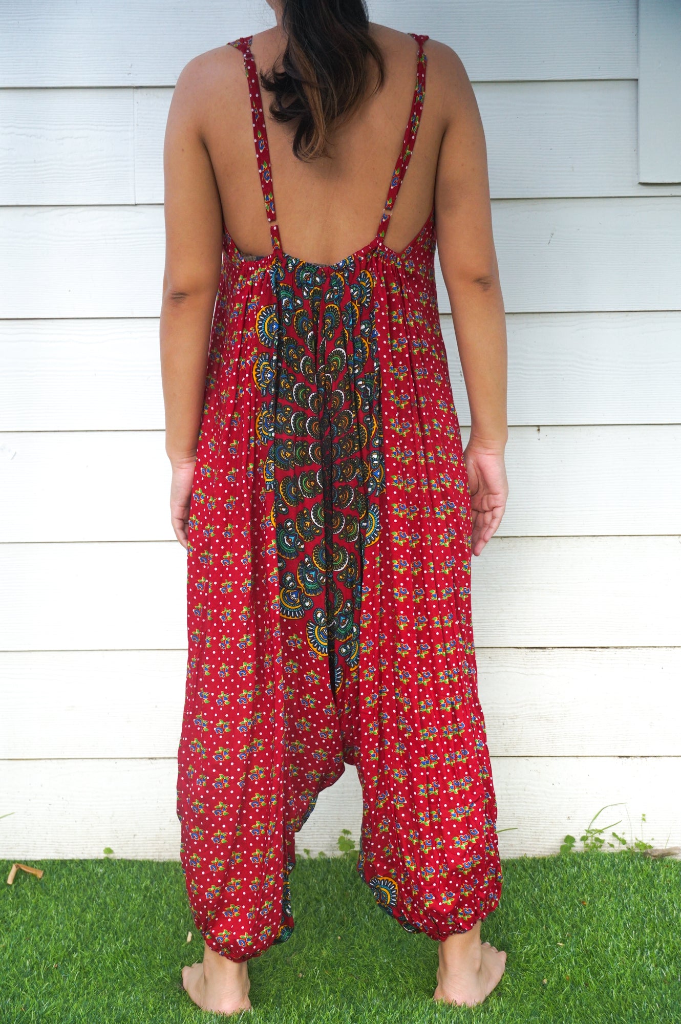 Red Chakra Hippie Jumpsuits, Boho Rompers, Festival Clothing