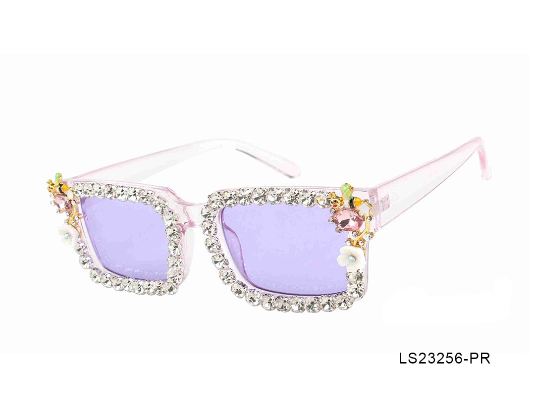 Square Purple with Rhinestones Woman Sunglasses-LS23256