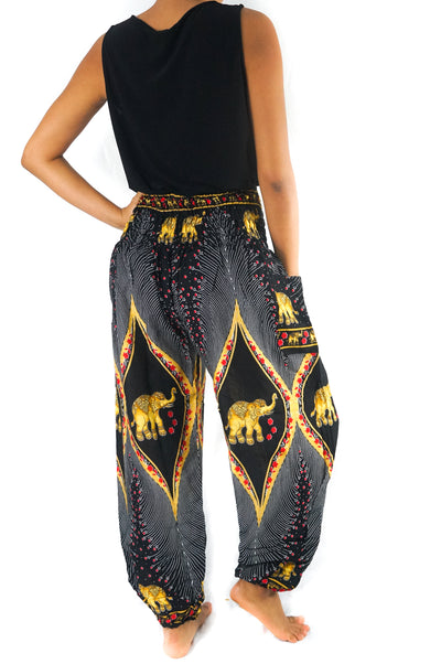 Black Elephant PEACOCK Black Pants Women Boho Pants Hippie Pants