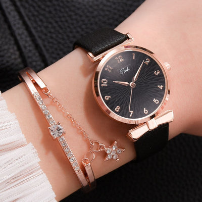 Fashion Women Watches Luxury Leather Flower Rhinestone Watch for Women