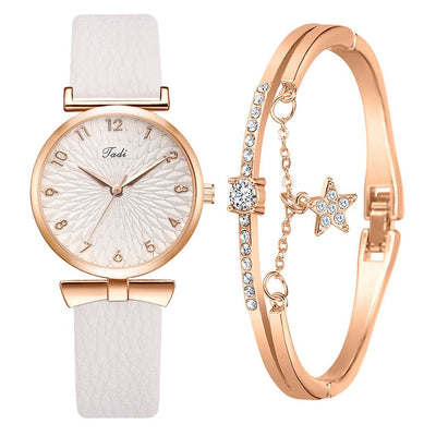 Fashion Women Watches Luxury Leather Flower Rhinestone Watch for Women