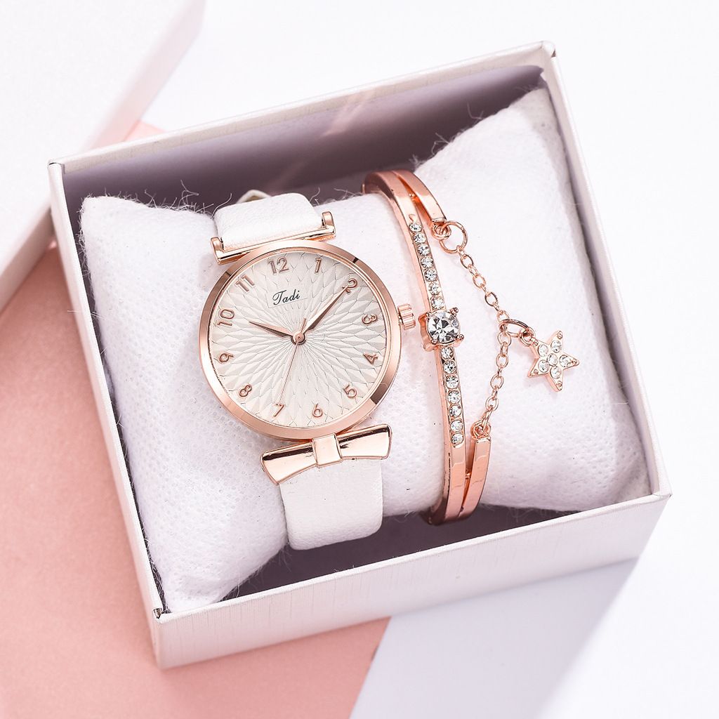 Fashion Women Watches Luxury Leather Flower Rhinestone Watch for Women