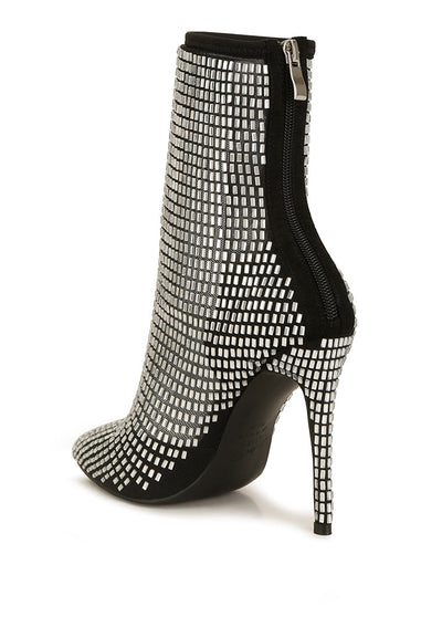 Fortunate Rhinestones Embellished Mesh Boots