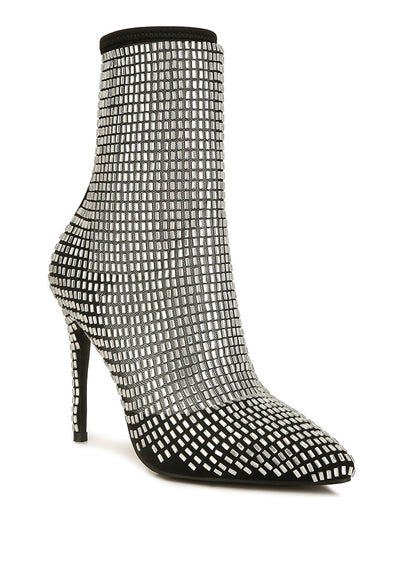 Fortunate Rhinestones Embellished Mesh Boots