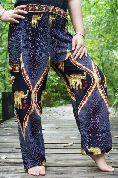 Black Elephant PEACOCK Black Pants Women Boho Pants Hippie Pants