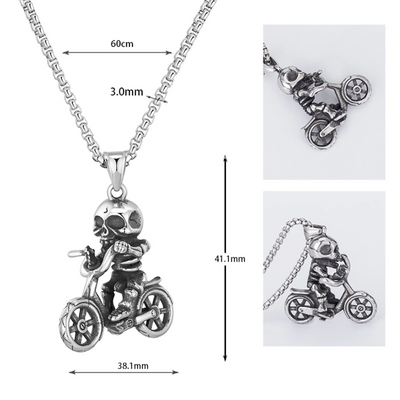 Skeleton on a Bike Necklace