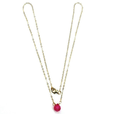 Tiny Hot Pink Chalcedony Gold Filled Necklace